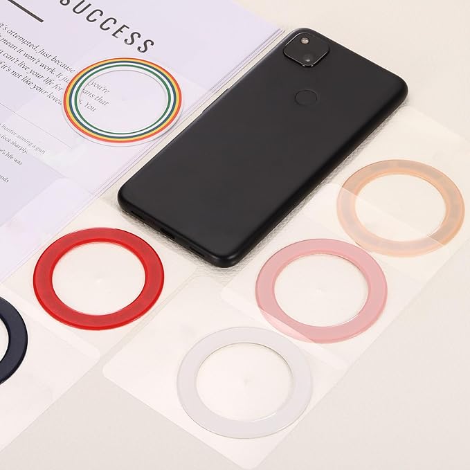 uxcell Magnetic Adapter Ring, 2Pcs Magnetic Sticker Ring ABS Universal Magnet Wireless Charging Conversion Kit for Mobile Phone Case Wireless Charger, Light Orange