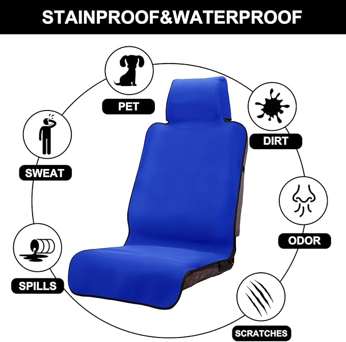 INFANZIA Premium Waterproof Seat Cover Towel Protector Neoprene Universal Fit, Upgraded 100% Washable & Removable Non-Slip Sweat Carseat Towel Covers, Perfect for Gym/Yoga/Workout（Royal Blue,1PCS