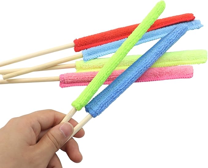 24 Pcs Microfiber Detail Duster Sticks, Mini Duster Crevice Cleaning Tool Kit for Car Air Vents, Home Blinds, Fans, Windows, Small Spaces, Gap Dust Cleaner
