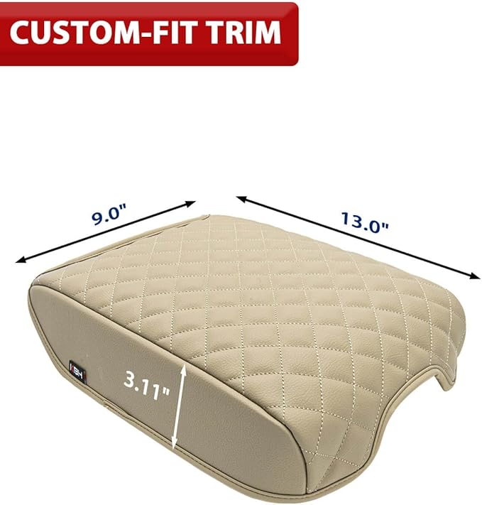 KBH Center Console Armrest Cover for Infiniti QX60 & JX35, Nissan Pathfinder 2013 2014 2015 2016 2017 2018 2019 2020, Vinyl Leather, Middle Console Lid Protector, Custom-fit Accessories, Beige