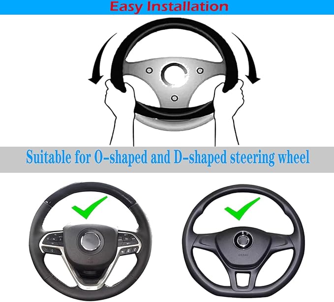 Black Leather Steering Wheel Cover,Elastic Breathable Design,Universal 14-15 Inch Compatible with K5 K3 Forte Stinger Cerato Soul GT Car Accessories