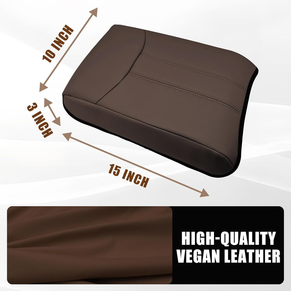 Muslogy Center Console Cover Compatible with Honda Pilot 2023 2024 2025, 2024-2026 Ridgeline/Passport Accessories Armrest Cover Pad Lid Cushion Middle Console Protector Leather Extra Soft(Dark Brown)