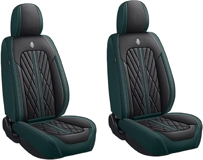 Premium Nappa Leatherette Car Seat Cover Set Custom Fit for Honda CR-V CRV 2000-2023 2024 2025 2026 Water-Proof Breathable Faux Leather Seat Cushion Protectors (Front 2 Seats,Black Green)