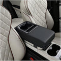 Car Center Console Armrest Pillow, Vehicle Armrest Seat Box Cushion Pad with Cup Holder & Phone Holder, Comfortable Auto Middle Console Cover, Universal for SUV RV Truck (Black)