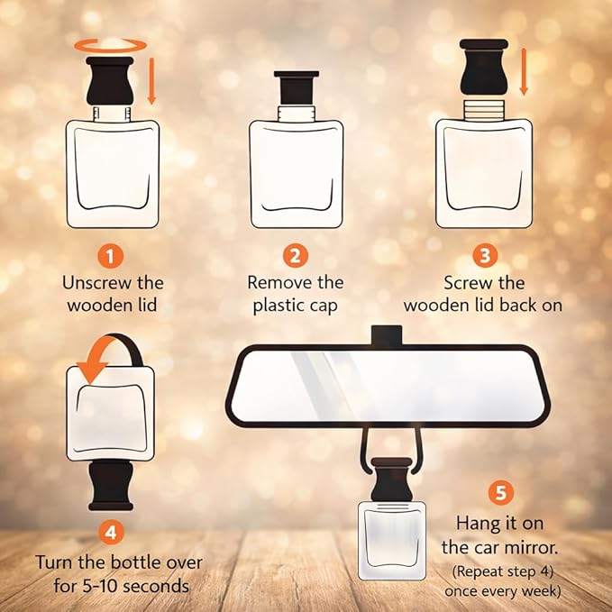 Pink Sugar Crystal Car Air Freshener Set of 3 with Magnetic Gift Box, 10 ml Hanging Diffuser Bottles with Wooden Cap, Sweet Vanilla Cotton Candy Scent for Car, Home & Closet
