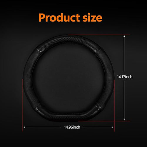 1 Pack Car Breathable Steering Wheel Cover, Wear -Resistant Steering Wheel Sleeve, Carbon Fiber Non-Slip Steering Wheel Protector, Four Seasons Universal Steering Wheel Set (Black #D -Shaped)