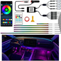 Ambient Lighting Car Led Lights Interior Kit,10 in 1 RGB Music Sync Acrylic Led Lights for Car Interior,175 inches Fiber Optic Neon Accent Strip Night Ambiance Footwell Lighting with Wireless APP