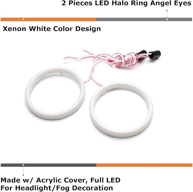 iJDMTOY Frosted Surface 6000K Xenon White SMD LED Angel Eyes Halo Ring Kit Compatible with 2010-2016 Hyundai Genesis Coupe, 2010-2015 Kia Optima K5
