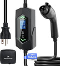 Portable Level 2& Level 1 Ev Charger for All SAE J1772 EVs, 25ft ETL Listed Electric Vehicle Charger, Smart Adjustable 6-16A,120-240V, Timer Function,Weatherproof IP66 with NEMA 6-20 Plug