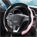 zipelo 14.5"-15" Car Steering Wheel Cover, Auto Interior Wheel Protector with Durable Soft Breathable Anti-Slip Linging Leather, Universal for Vehicles Trucks SUVs Accessories for Men Women (Pink)