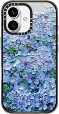 CASETiFY Impact Case for iPhone 16 [Slim / 8.2 ft. 4X Military Grade Drop Protection/Compatible with Magsafe] - Nantucket Blue Hydrangeas - Clear Black