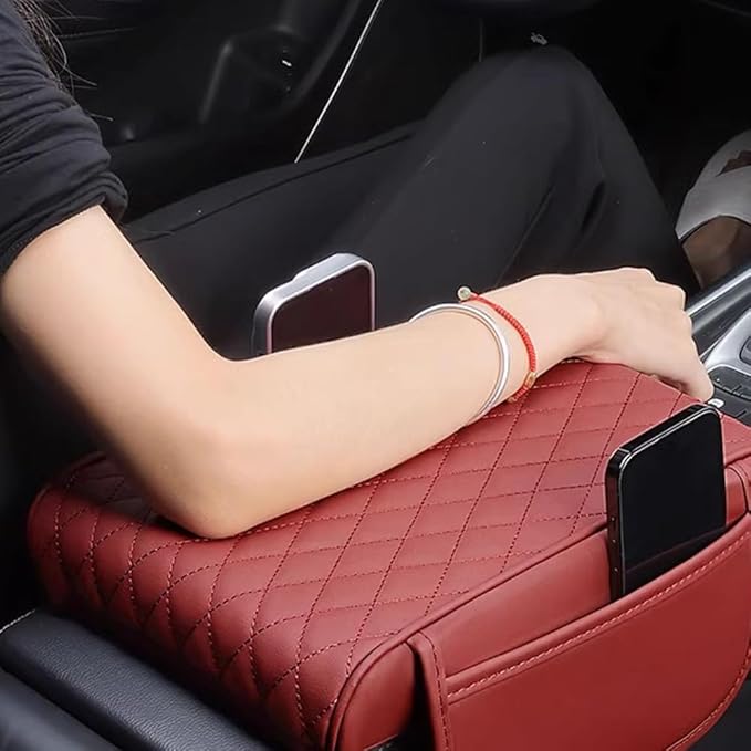 Car Armrest Pad for Ford Bronco Sport (CX430) 2021 2022 2023 2024 2025 2026 Leather Armrest Box Mat Center Console Cushion Pad Universal Armrest Seat Box Cover Protector,Black