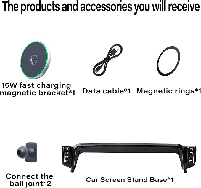 Car Phone Holder for KIA Telluride 2019 2020 2021 2022 Accessories 15W MagSafe Fast Wireless Charger Cell Phone Mount Apply to 10.25 Inch Touch Screen Fixed Clip 360° Rotation