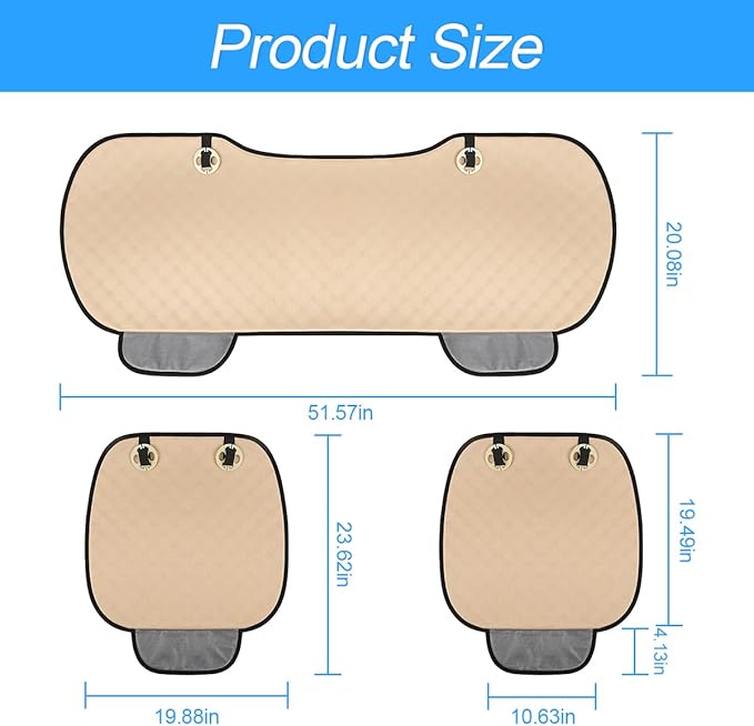 3PCS Set Car Seat Cushion for Front and Back Seat, 3D Soft Linen Breathable Auto Seat Cover, Comfort Non-Slip Rubber Bottom, Car Seat Protector Pad Universal for Office Chair, Home (Black/Red/3PCS)