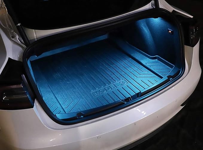 iJDMTOY 4-pack 3W High Power Aqua Ice Blue Full LED Interior Lighting Kit Compatible With Tesla Model S 3 X Y Replace OEM Footwell, Step Courtesy, Trunk Area, Glove Box Lamps, etc