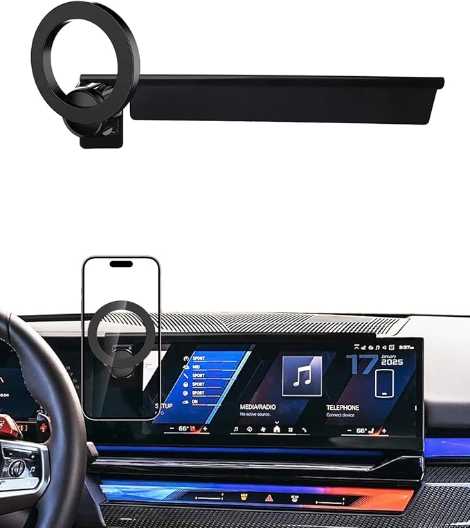 PZK Car Phone Mount for BMW X5 X6 2024 2025 2026 & BMW X7 2023-2026 Accessories Custom 14.9-inch Screen 360° Rotation Compatible with MagSafe Car Phone Holder with Storage Box Not Affect Air Vent