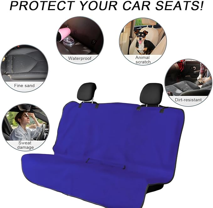Car Towel Seat Cover, Waterproof Sweating Non-Slip Premium Soft Towel Carseat Protector, Universal Machine Washable Car Truck SUV Front Seat Cover for Gym Workout Beach Hiking (Blue, Rear)