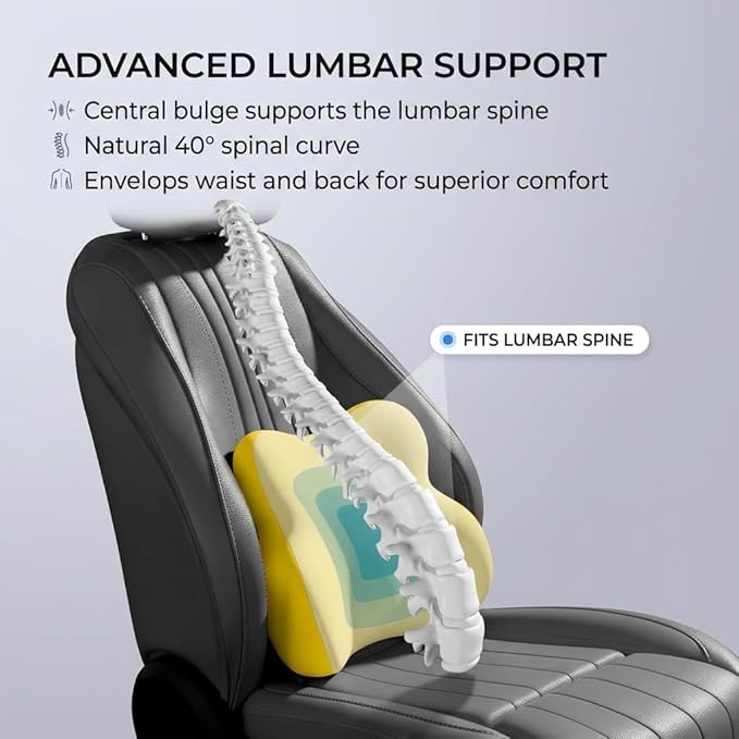 Car Headrest Pillow & Lumbar for Acura TLX 2015-2024, Car Seat Neck Pillow Back Support, Breathable All-Season Automotive Seat Cushions, 2PCS,A Black