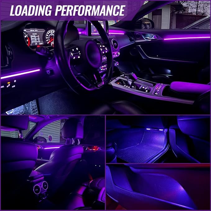 Acrylic Ambient Lighting Car Interior Kit, 4 in 1 Dream Color Acrylic Led Strips Fiber Optic Lights with APP, 116 inches USB Flexible Neon Music Sync 16 Million Colors Dashboard Center Console Lights