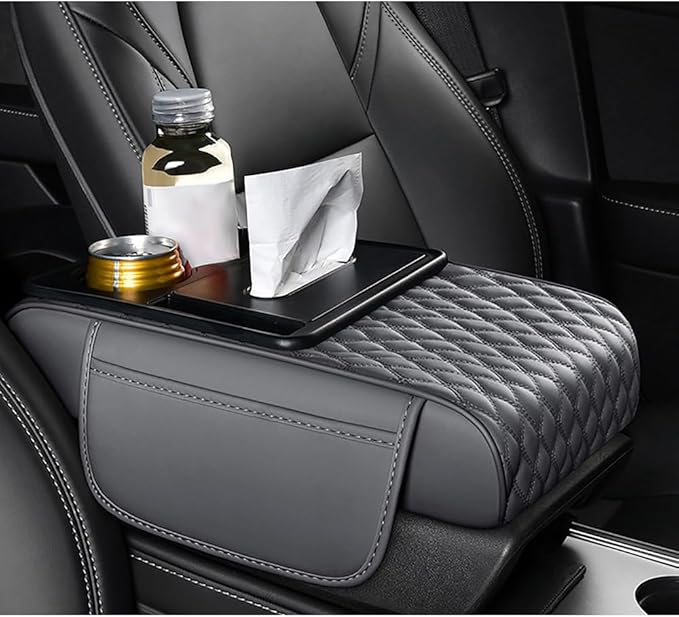 Car Center Console Cover for KIA K4 2024–2025,Arm Rest Lid Cushion Protector Multifunctional Armrest Cushion Pad Interior Accessories,Grey