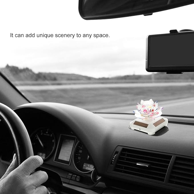 Healifty Solar Energy Rotating Ornament Car Aromatherapy Diffuser 3.93 Inch Air Freshener Interior Decoration with Aromatherapy Oil and Non-Slip Base