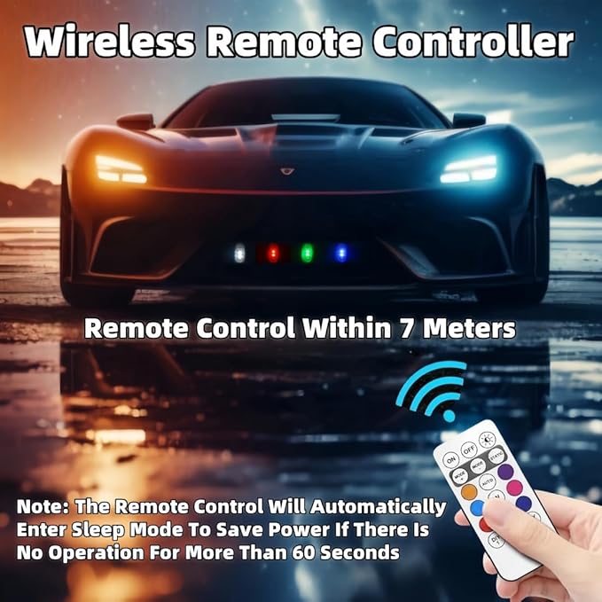 6PCS Wireless LED Strobe Lights with Remote Control, Wireless LED Warning Lights 8 Colors USB Charge IP65 Waterproof Anti-Collision, for Car Interior Motorcycle Bike Drone Car Truck RC Aircraft