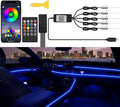 Car LED Interior Strip Lights, TEKSHINNY RGB Car Interior LED Light Wireless APP Button Remote Control, 5 in 1 Fiber Optic Ambient Lighting Kit with 236 Inches, EL Wire Lights for Car Inside