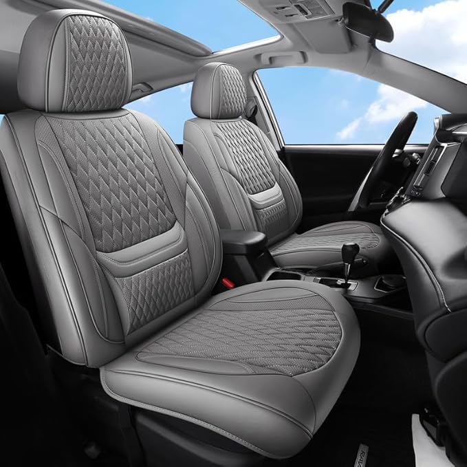 Car Seat Covers Full Set Custom Fit for Buick Envision 2016-2026 - Premium Faux Leather with Lumbar Support | Breathable, Waterproof, Anti-Slip, Durable (Gray,Full Set)