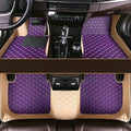 Custom Car Floor Mats for 96% Sedan SUV Sports Car Protection Full Coverage Pads Anti-Slip Leather Floor Lining All Weather Car Floor Mats (Beige and Purple)