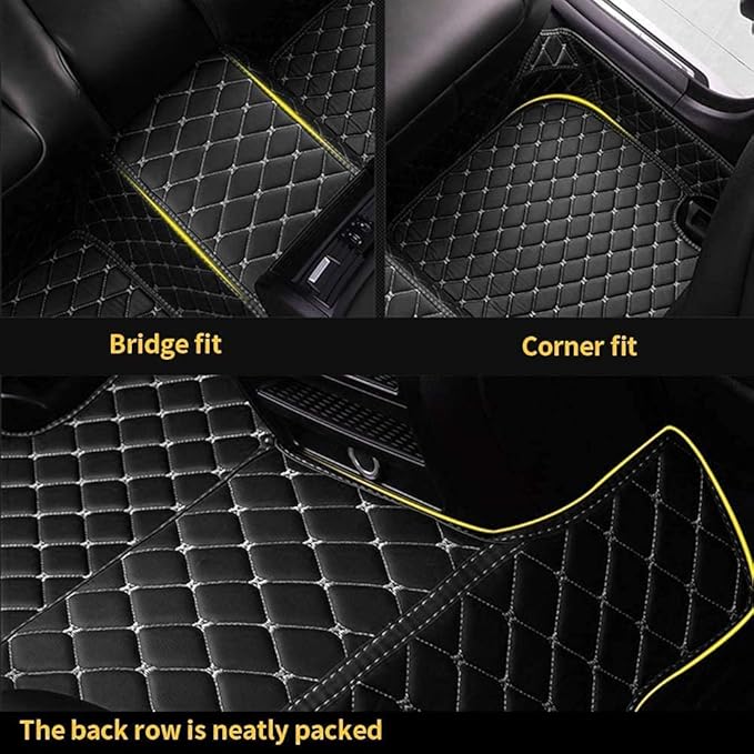 Custom Making Car Floor Mats for 90% Car Model Luxury Leather All Weather Waterproof Anti-Skid Full Coverage Liners (Blue)