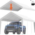 VEVOR Carport Replacement Canopy Cover 10 x 20 ft, Garage Top Tent Shelter Tarp Heavy-Duty Waterproof & UV Protected, Easy Installation with Ball Bungees,White (Only Top Cover, Frame Not Include)