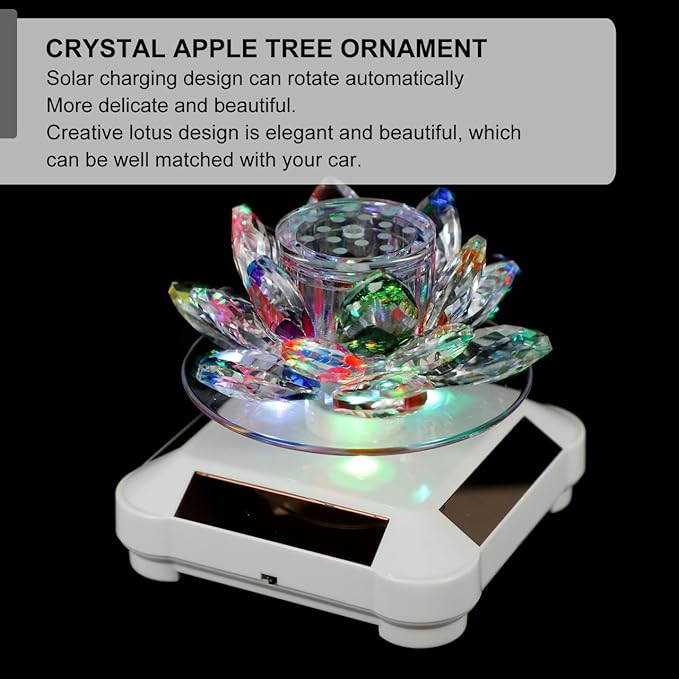 Healifty Solar Energy Rotating Ornament Car Aromatherapy Diffuser 3.93 Inch Air Freshener Interior Decoration with Aromatherapy Oil and Non-Slip Base