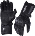 Harssidanzar Leather Motorcycle Gloves for Men and Women,Powersports Carbon Fiber Knuckle Protection Motorbike Gloves KM045