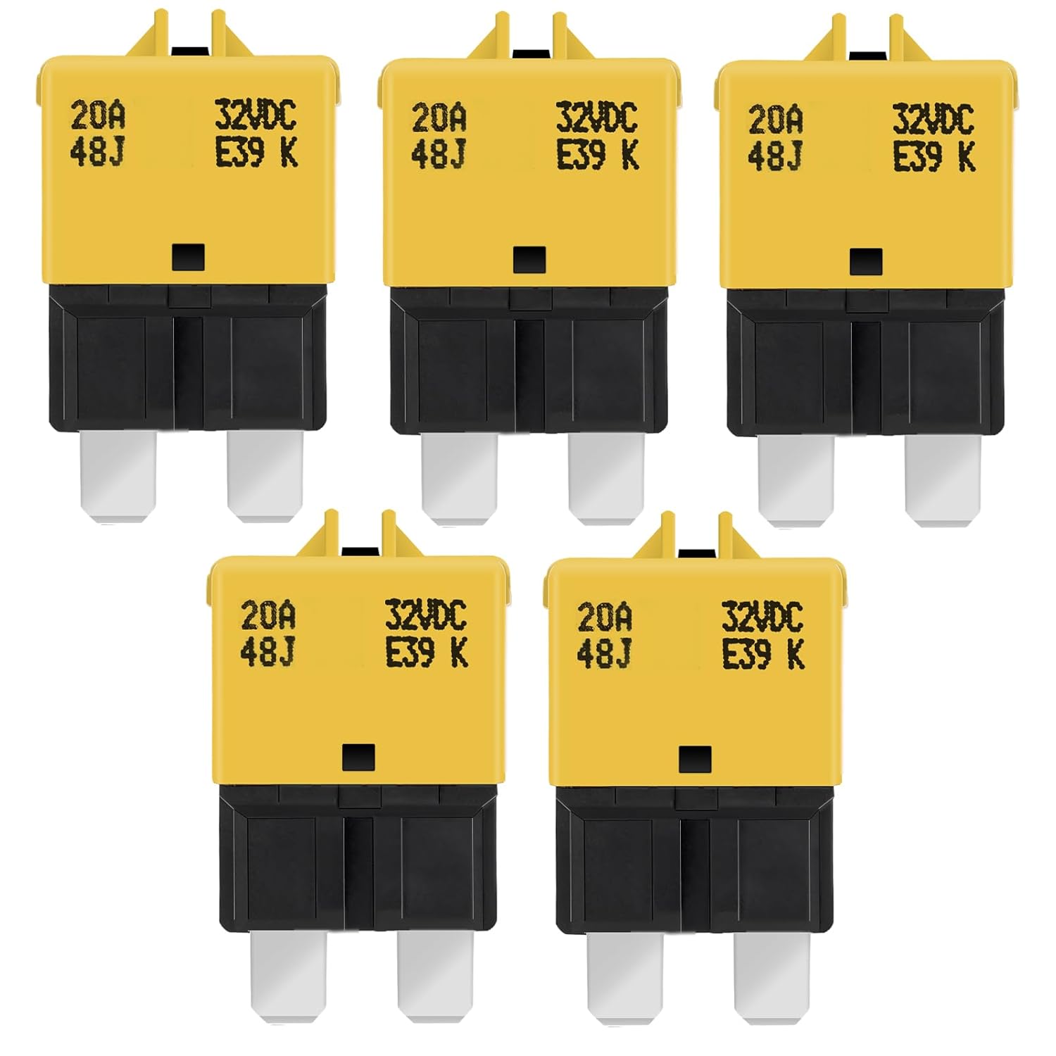 GLOSO Circuit Breaker Fuse E39 (T3) Manual Reset For Car Truck RV Automotive Marine Boat Trolling motor & Custom Wiring Audio battery protection/Low Profile ATC/ATO (20A - 5 Pack)