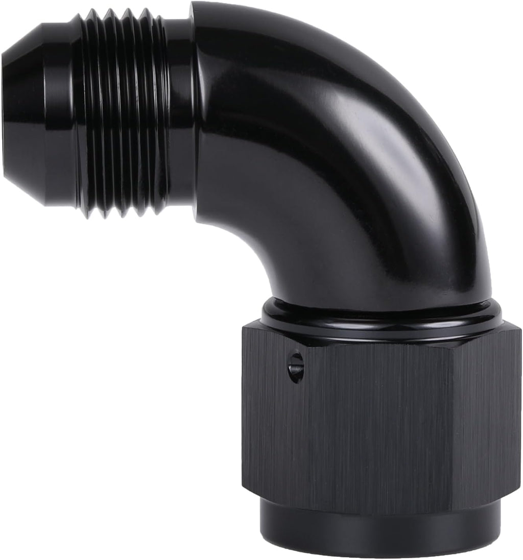 90 Degree 8AN Male to 8AN Female Swivel Full Flow Fitting Adapter Coupler Aluminum Black