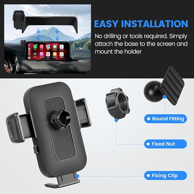 Car Phone Holder Fit for Mazda CX-5 CX5 2021-2025 Accessories 10.25-Inch Screen Fixed Clip, Cell Phone Mount with Dash Organizer Hands-Free 360° Rotation Automobile Cradles