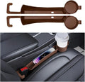 2PCS Car Seat Gap Filler, Soft Carbon Fiber Vehicle Between Seat and Console Organizer with Cup Holder, Prevent Falling Automotive Interior Chair Gap Plug, Universal Fit (Brown)