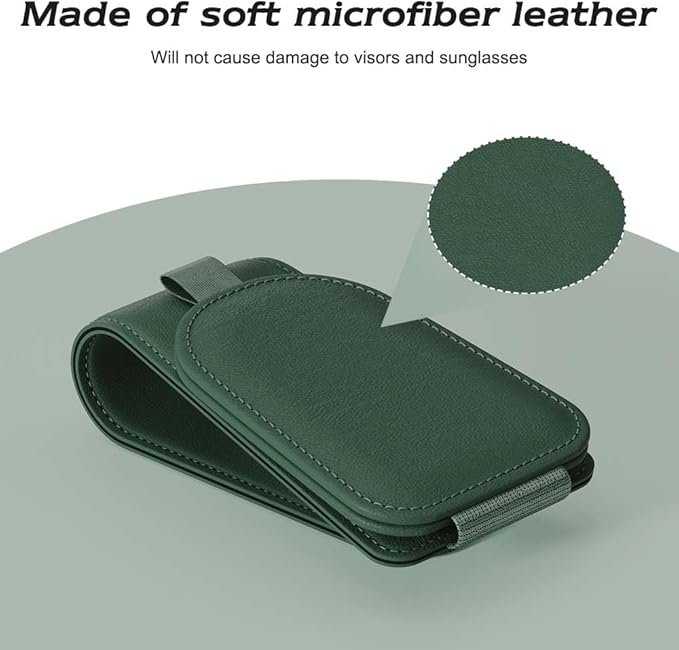 Sotfamily Sunglass Holder for Car Visor, Suede Cloth Magnetic Sunglass Organizer for Car Accessories, 2 Packs, Grass Green