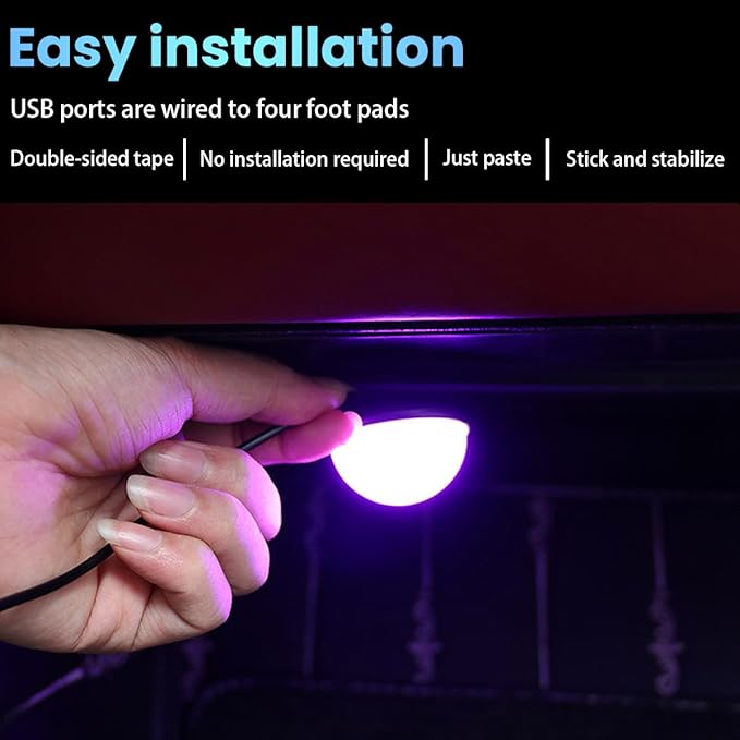 BESULEN Car Interior LED Lights, Automotive Ambient Neon Light Kit with USB Port, Car Accessories, Gifts for Men and Women, 4 in 1 Decoration Lights for Car, Garden, Home, Party（Blue）
