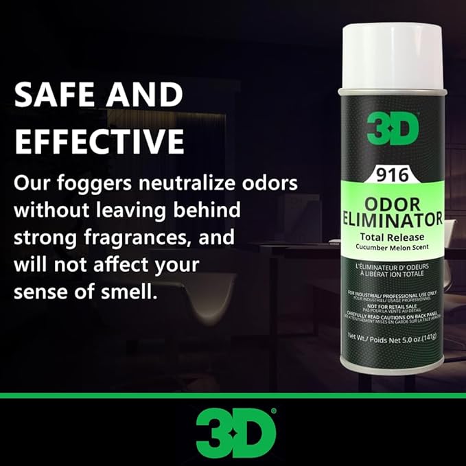 3D Odor Eliminator Total Release Fogger, Powerful Air Freshener and Odor Control, Aerosol Bomb Neutralizes Unwanted Smells in Home Office RV, Cucumber Melon Scent, 5 oz