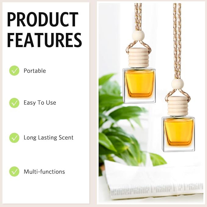 BBTO 100 Pcs Car Air Fresheners Diffuser with Wooden Cap Empty Aromatherapy Diffuser Clear Car Fragrance Holder Pendant Hanging Perfume Fresheners Bottles for Decor(Cube,Clear)