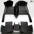 TREGOO All Weather Car Mats Custom Fit Non Slip Floor Mats for 1998-2025 Cars Personalized Leather Protection Pads Suitable for Men Women (Black Double Panel with Pink Stripe)