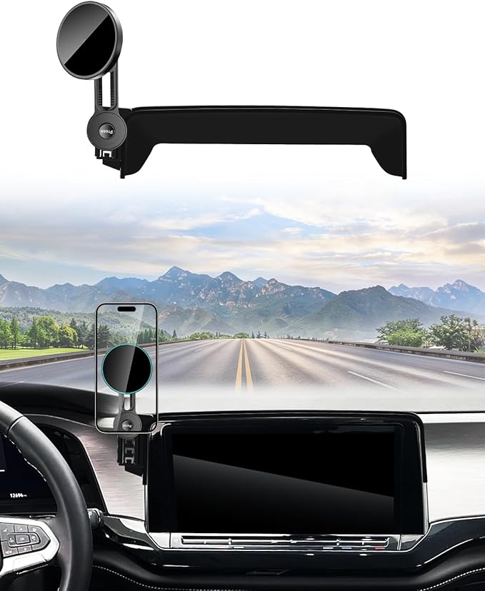 Phone Holder for VW Volkswagen Atlas/Altas Cross Sport 2024 2025 Accessories 12-Inch Screen Fixed Clip, Car Magnetic Phone Mount Compatible with MagSafe, Magnets Fast Wireless Charger Cell Phone Base