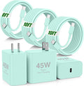 45W iPhone 17 16 Pro Max Charger Fast Charging,3Pack USB C Fast Charger Block with Long 10/10/6FT C to C Cable for Apple 17 Pro Max/16 Pro/15/iPad 13th,PD Quick Adapter 3.2 for iPhone 17-Green