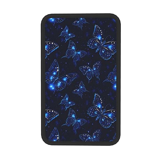 Glowing Neon Blue Celestial Style Butterfly Car Auto Armrest Cushion Cover Accessories Center Console Seat Box Pad Protector Universal Decoration for Most Vehicle SUV Truck