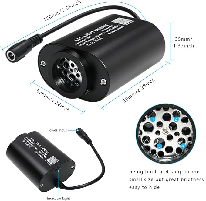 AZIMOM Mini 6W Twinkle 450pcs 0.03in 9.8ft Fiber Optic Starlight Headliner Kit for Car Home End Glow Fiber Strands Sound-Activated APP& Remote Control Starlight Engine