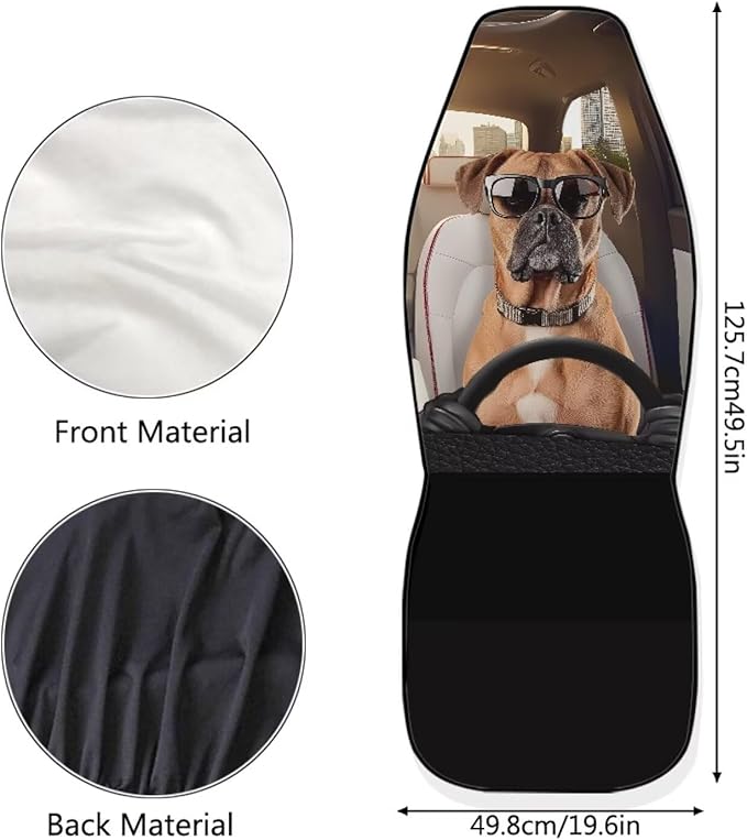 Boxer Dog Car Seat Cover Front Seats Only,Soft Bucket Seat Covers Decorative Saddle Blanket Cushion Cover Universal Fits Most Vehicles,Trucks,SUVs,Vans