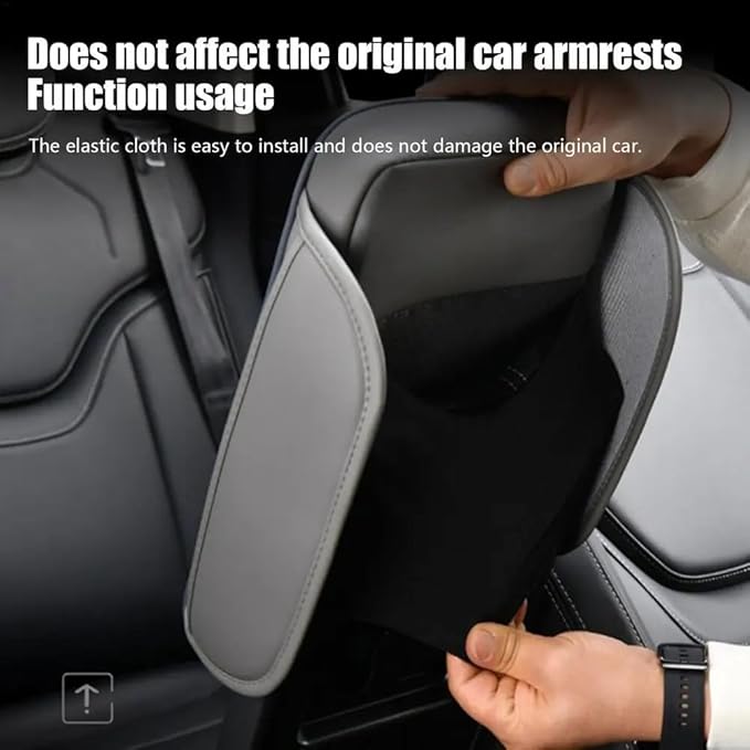 Car Center Console Cushion for Chevrolet City Express 2015-2018, Nappa Leather Memory Foam Armrest Cover with Side Storage Pockets, Auto Elbow Support Pad 1pc,Grey