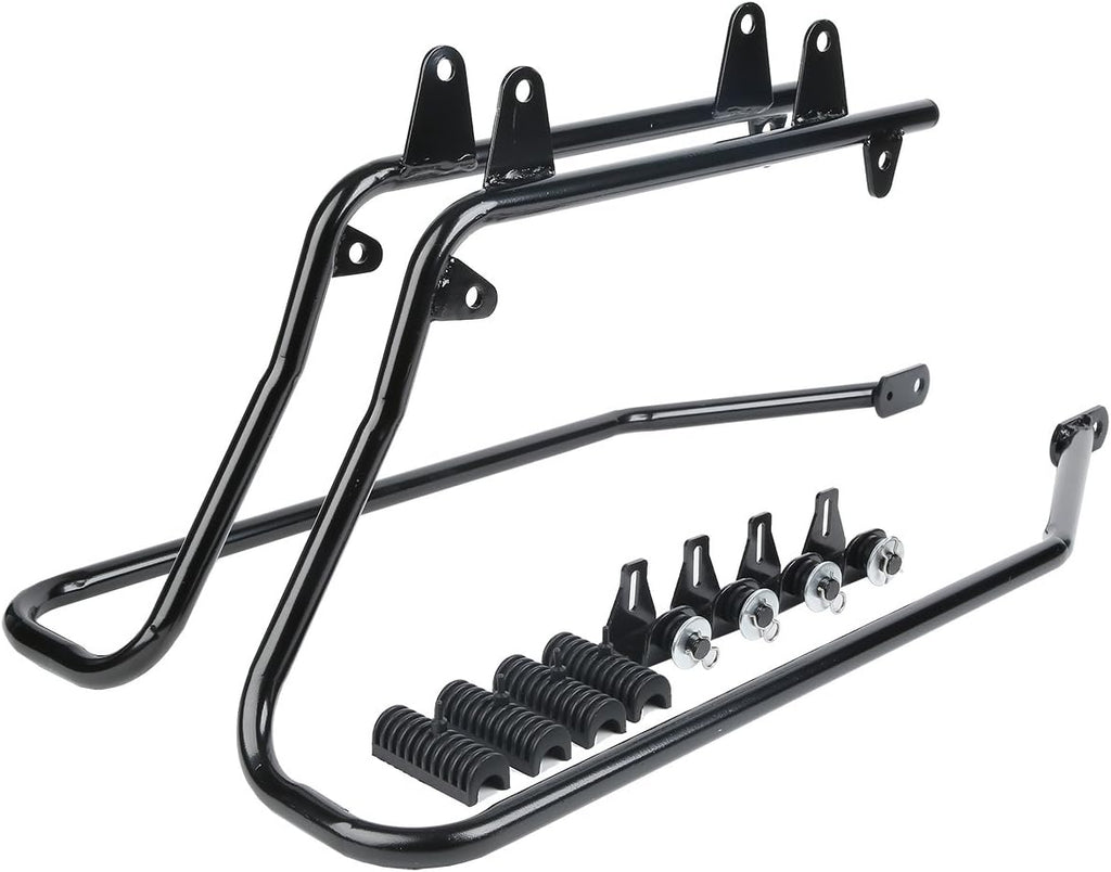 XFMT Vivid Black Motorcycle Saddlebags Hard Saddle Bags W/Black Conversion Bracket For Harley Softail Heritage Deluxe 1984-2017