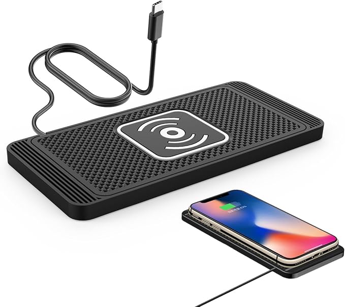 Car Wireless Charger Pad for Nissan Sentra Before 2011, Fast 15W Slim Qi Wireless Charging Pad with USB/Type-C Cable Non-Slip Charging Mat for Car,15W-Type-c